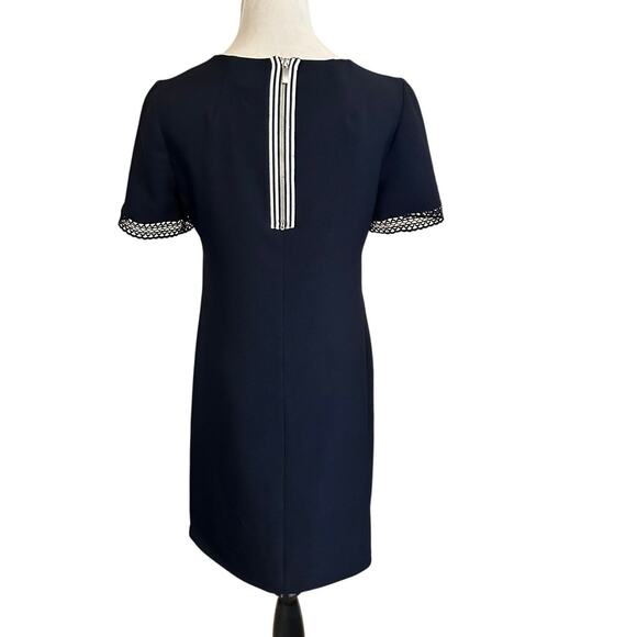Maggy London Navy Sheath Dress with Crochet Trim and Pockets - Picture 8 of 9